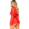 Leg Avenue - 86123 Ensemble Peignoir Et Porte-Jarretelles Rouge Taille S